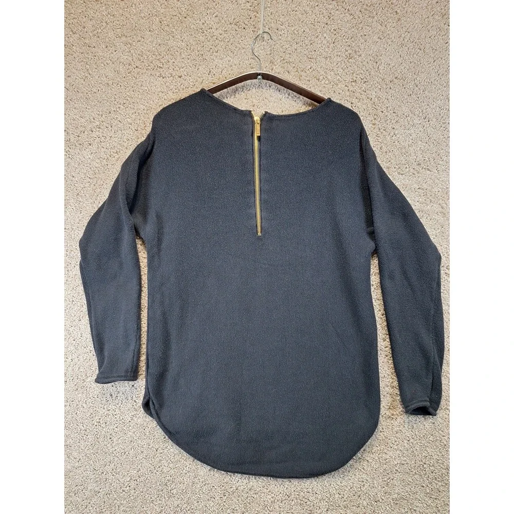 Michael Kors Sweater Womens Medium Black Back Zip Long Sleeve Knit Pullover‎ Top